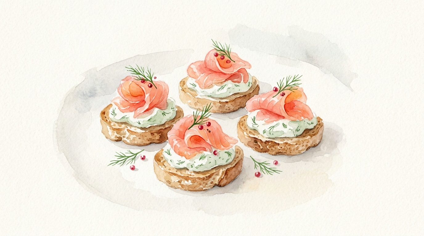 Smoked Salmon and Whipped Dill Cream Cheese Canapés