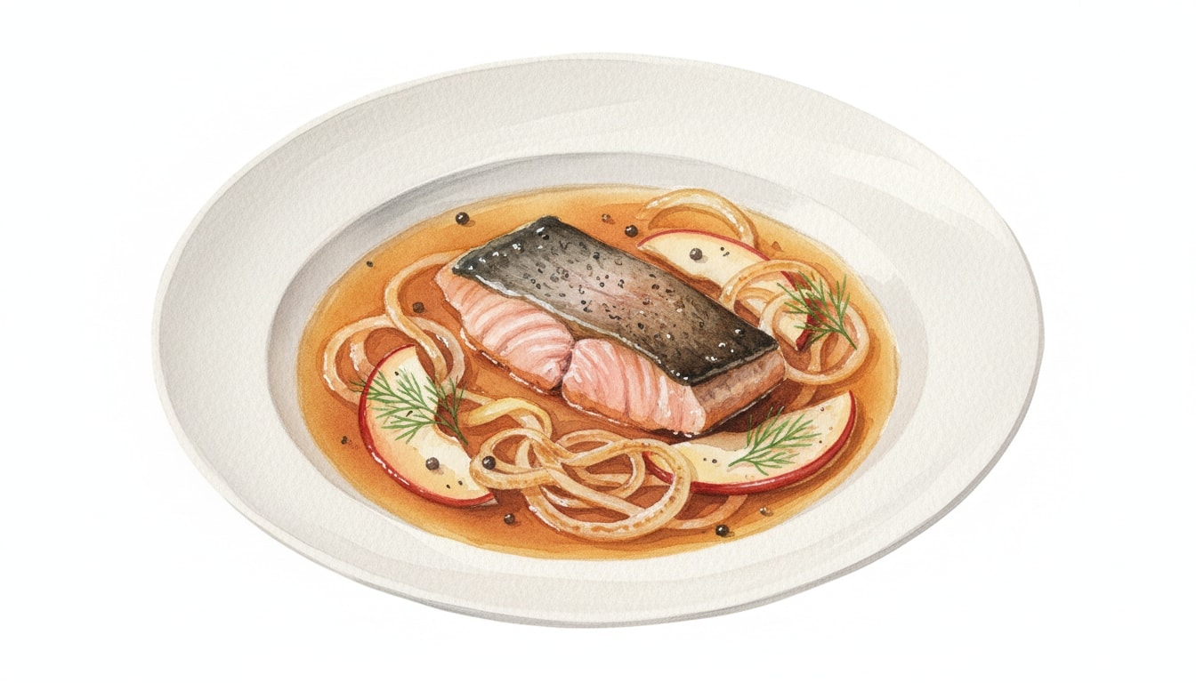 Smoked Trout in Caramelized Apple and Onion Broth
