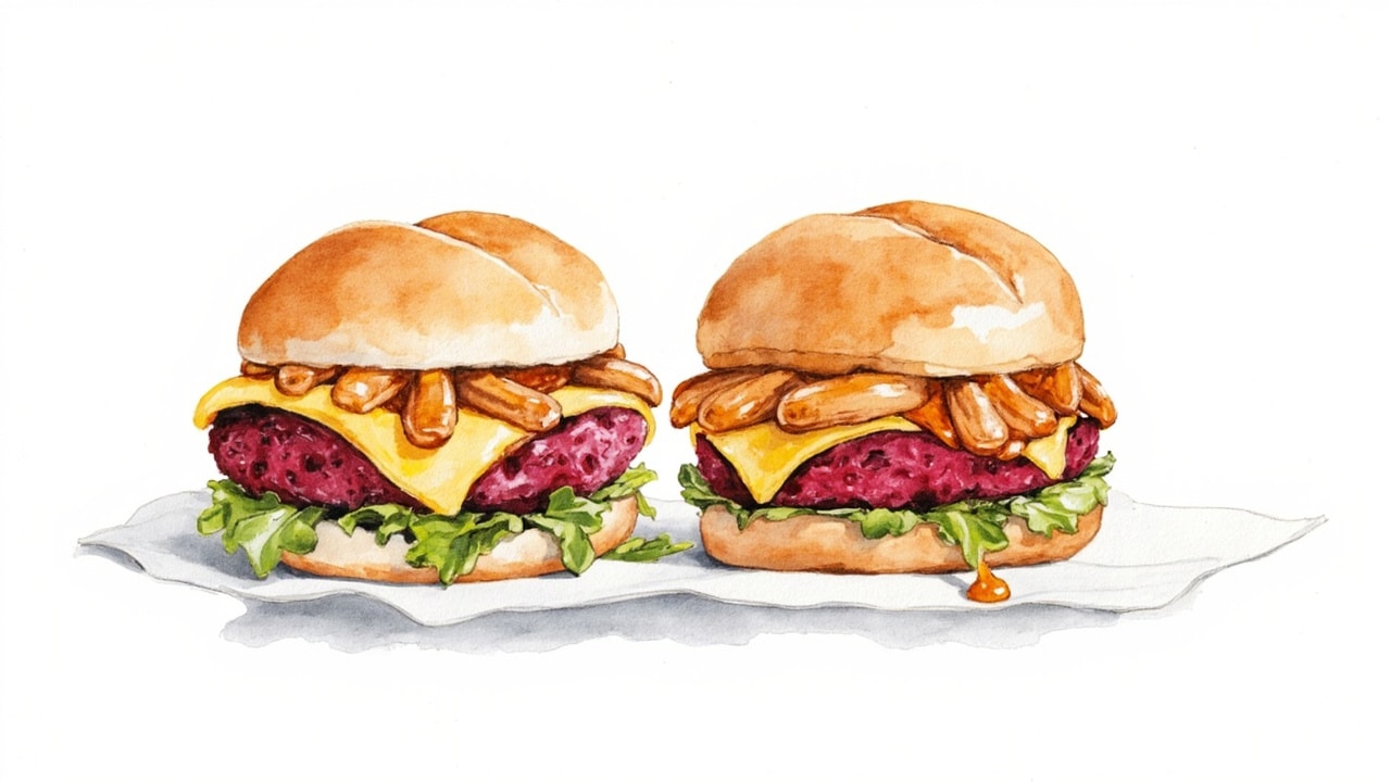 Smoky Beet-Blush Vegan Cheeseburgers with Frequent-Flip Sear