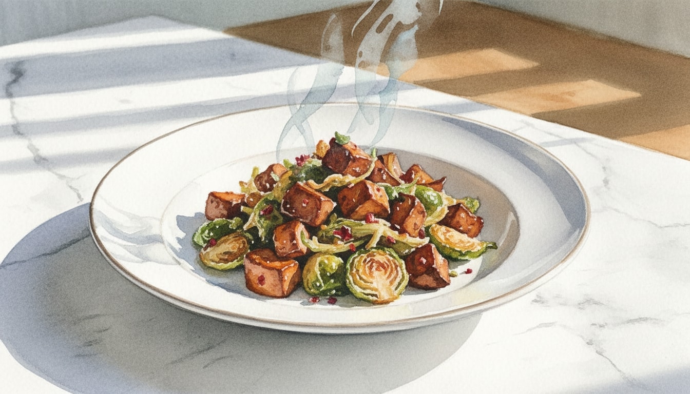 Smoky Mushroom and Brussels Sprouts Hash