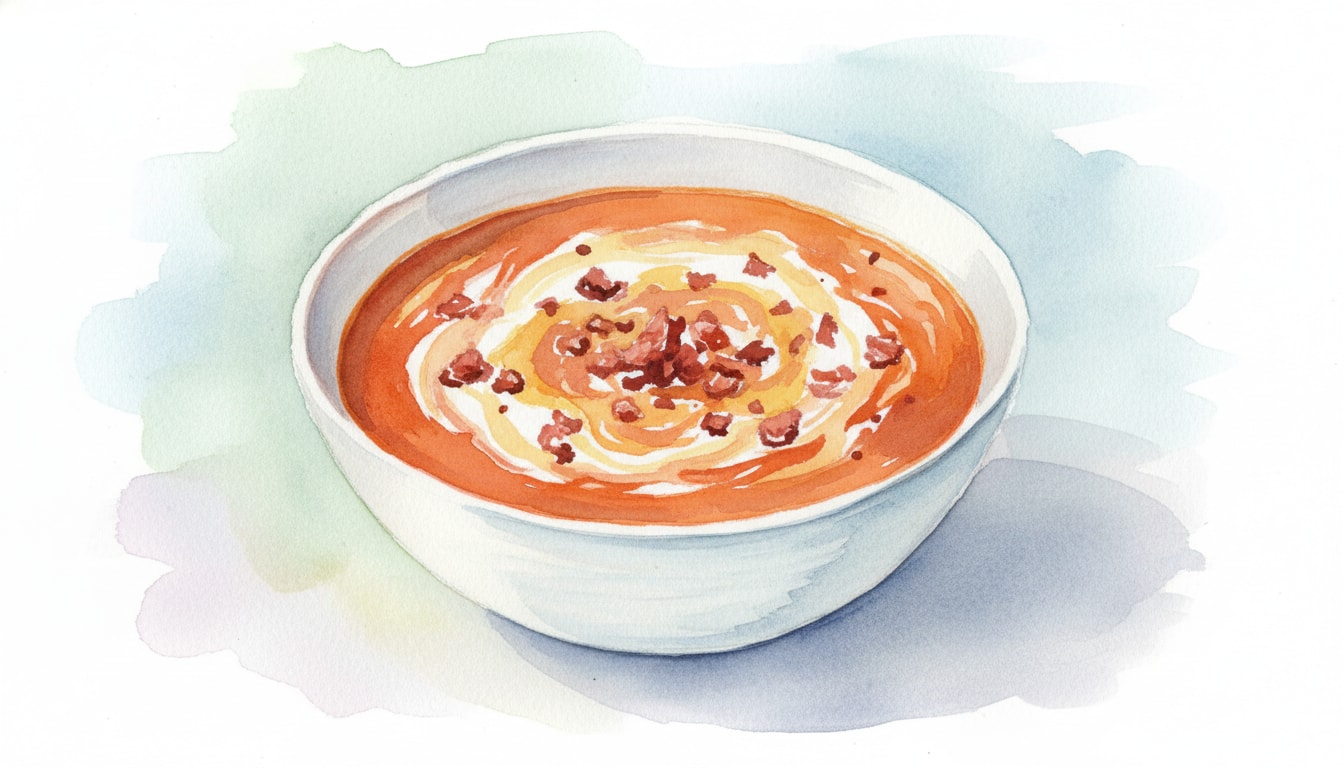 Smoky Red Lentil & Sweet Potato Soup with Bacon