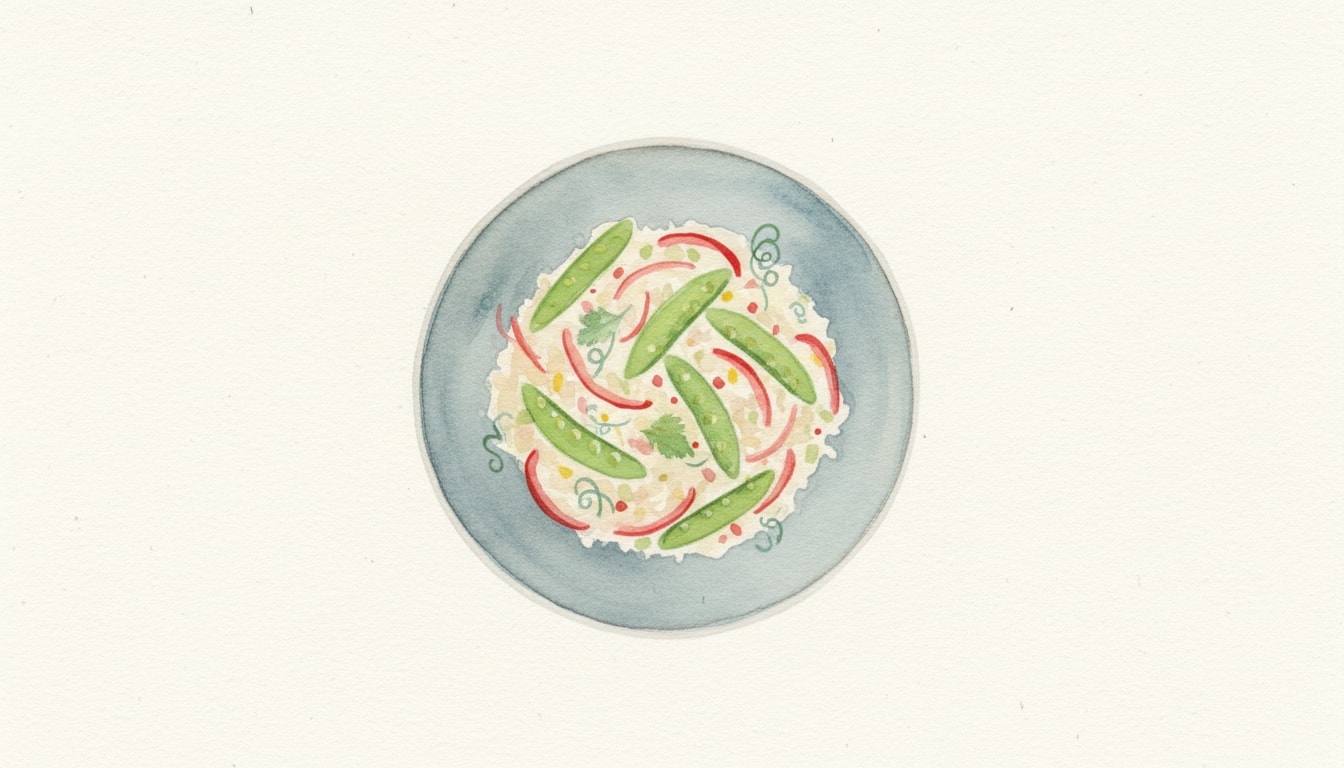 Snow Peas and Red Pepper Rice Salad