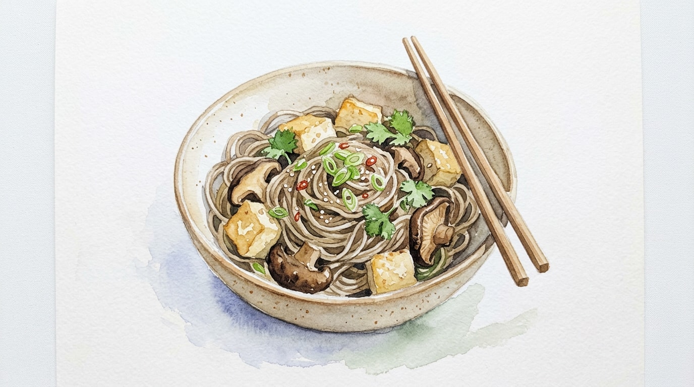 Soba Noodle and Tofu Shiitake Stir-Fry