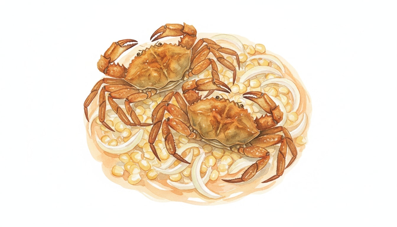 Soft-Shell Crabs With Corn and Onion Sauce