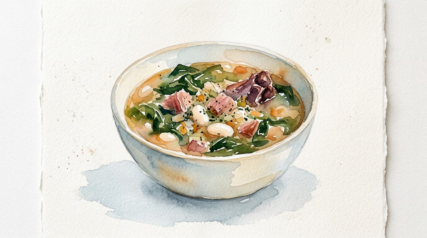 Southern Ham Bone, Bean, and Collard Green Soup