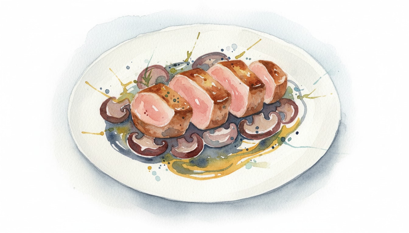 Soy-Mustard Pork Tenderloin with Shiitake Pan Sauce