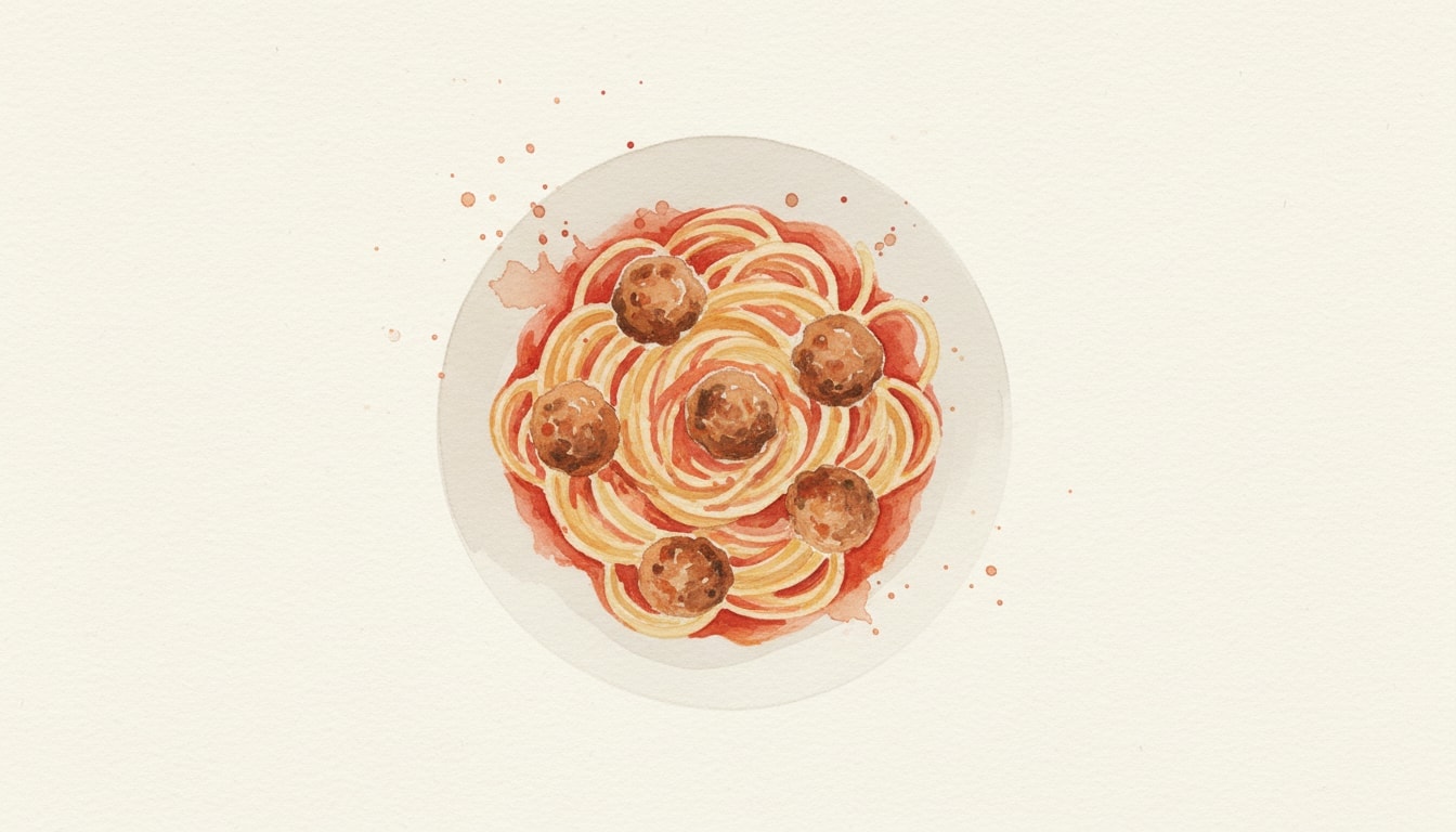 Spaghetti and Drop Meatballs With Tomato Sauce