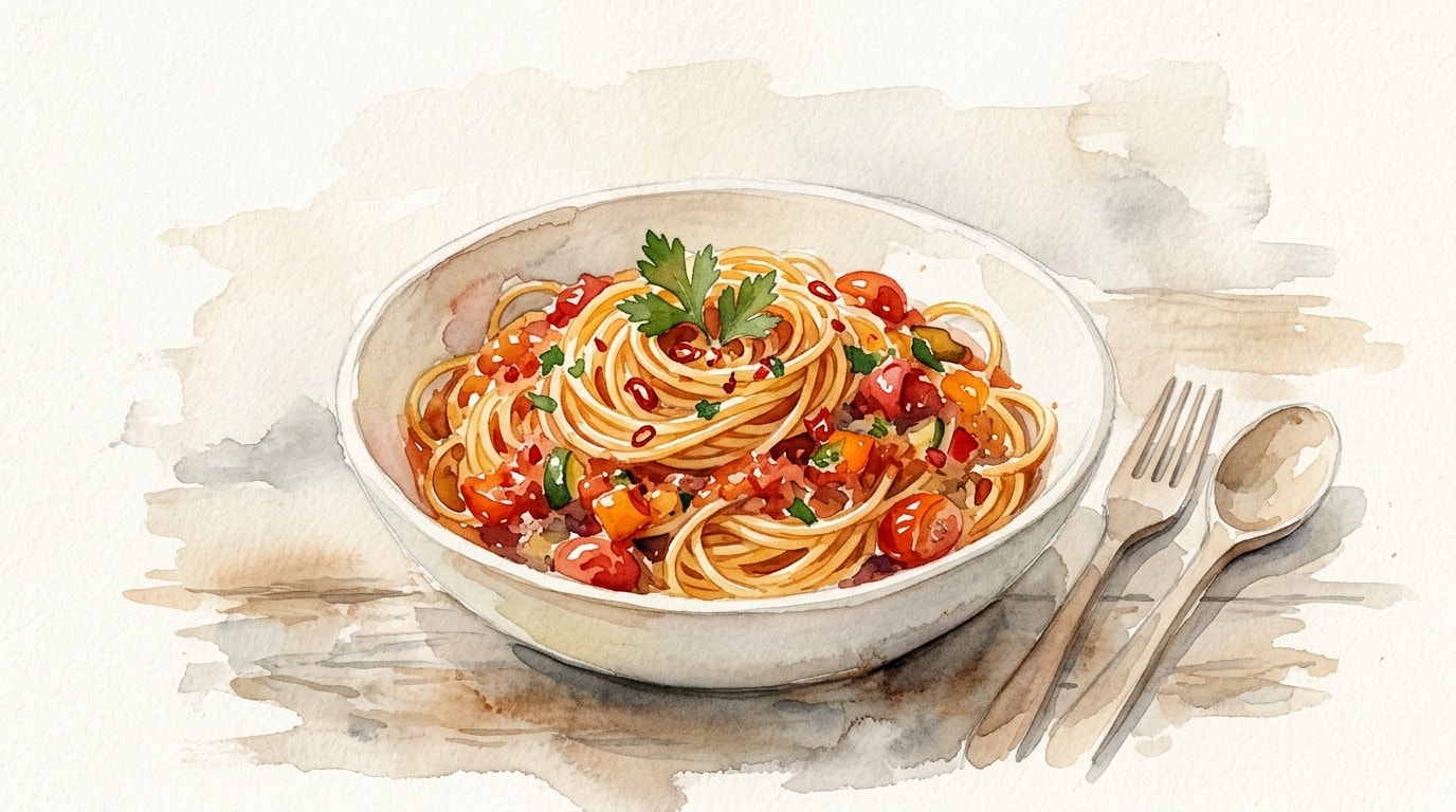 Spaghetti with Spicy Vegetable Arrabbiata