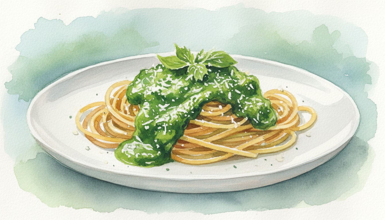 Spaghetti with Vibrant Green Chutney and Parmesan