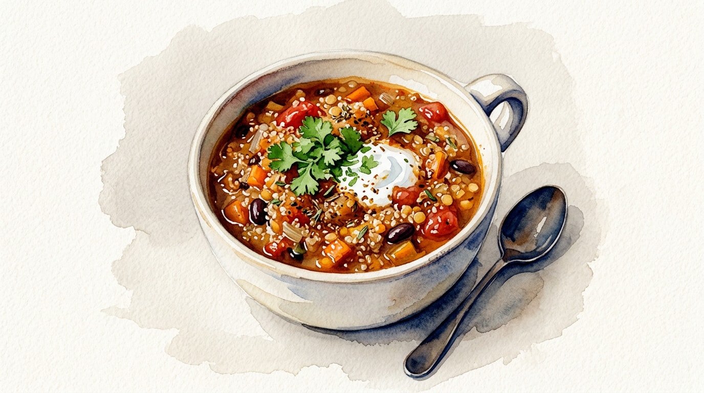 Spiced Chili-Tomato Quinoa and Red Lentil Stew
