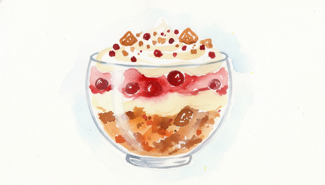 Spiced Gingerbread and Amaretti Cherry Trifle