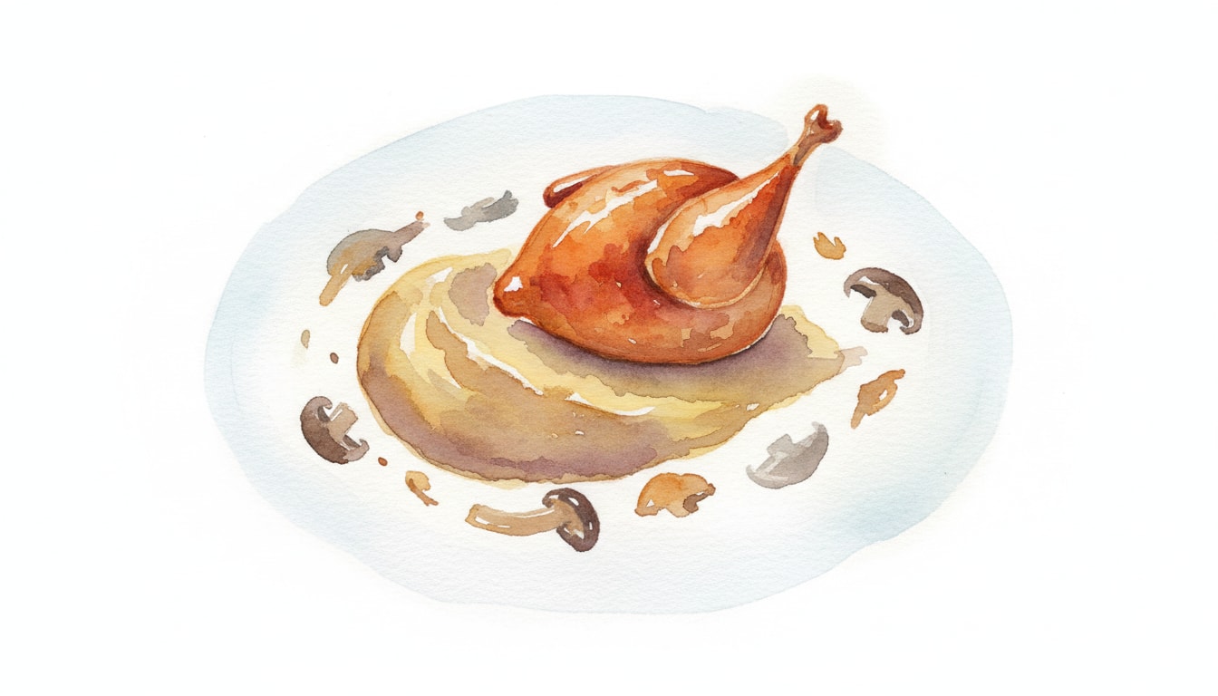 Spiced Glazed Pigeon with Root Mash & Wild Mushrooms