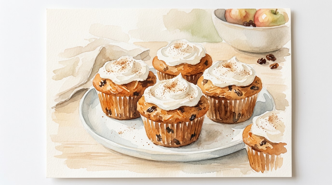 Spiced Parsnip, Apple, and Raisin Muffins with Cream Cheese Frosting