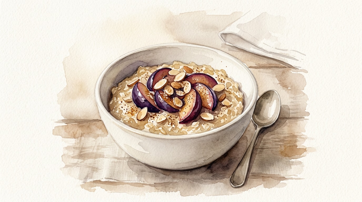 Spiced Plum and Almond Baked Oatmeal