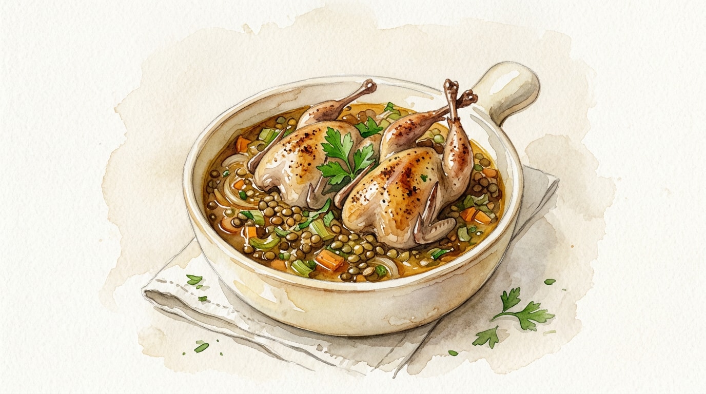Spiced Quail and Lentil Casserole