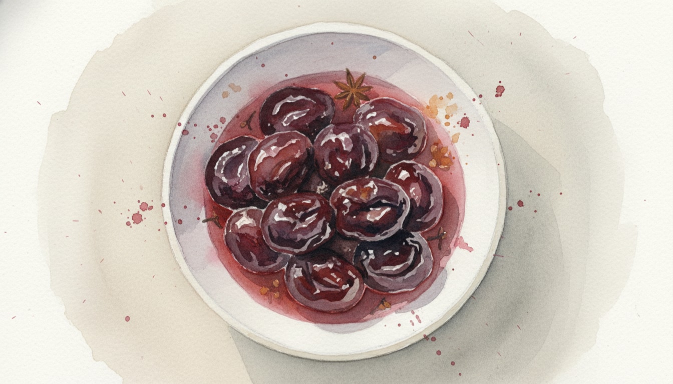 Spiced Red Wine Poached Prunes