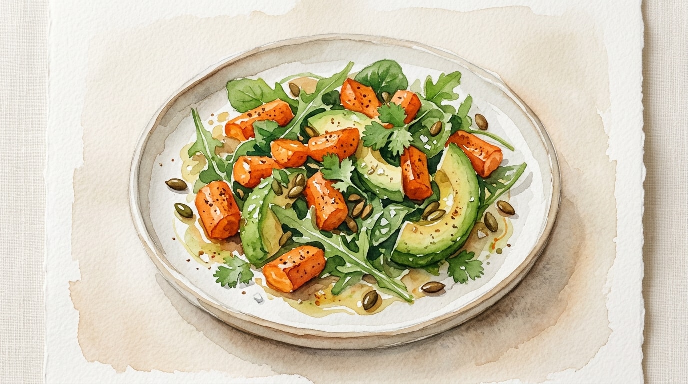 Spiced Roasted Carrot and Avocado Salad with Citrus Vinaigrette