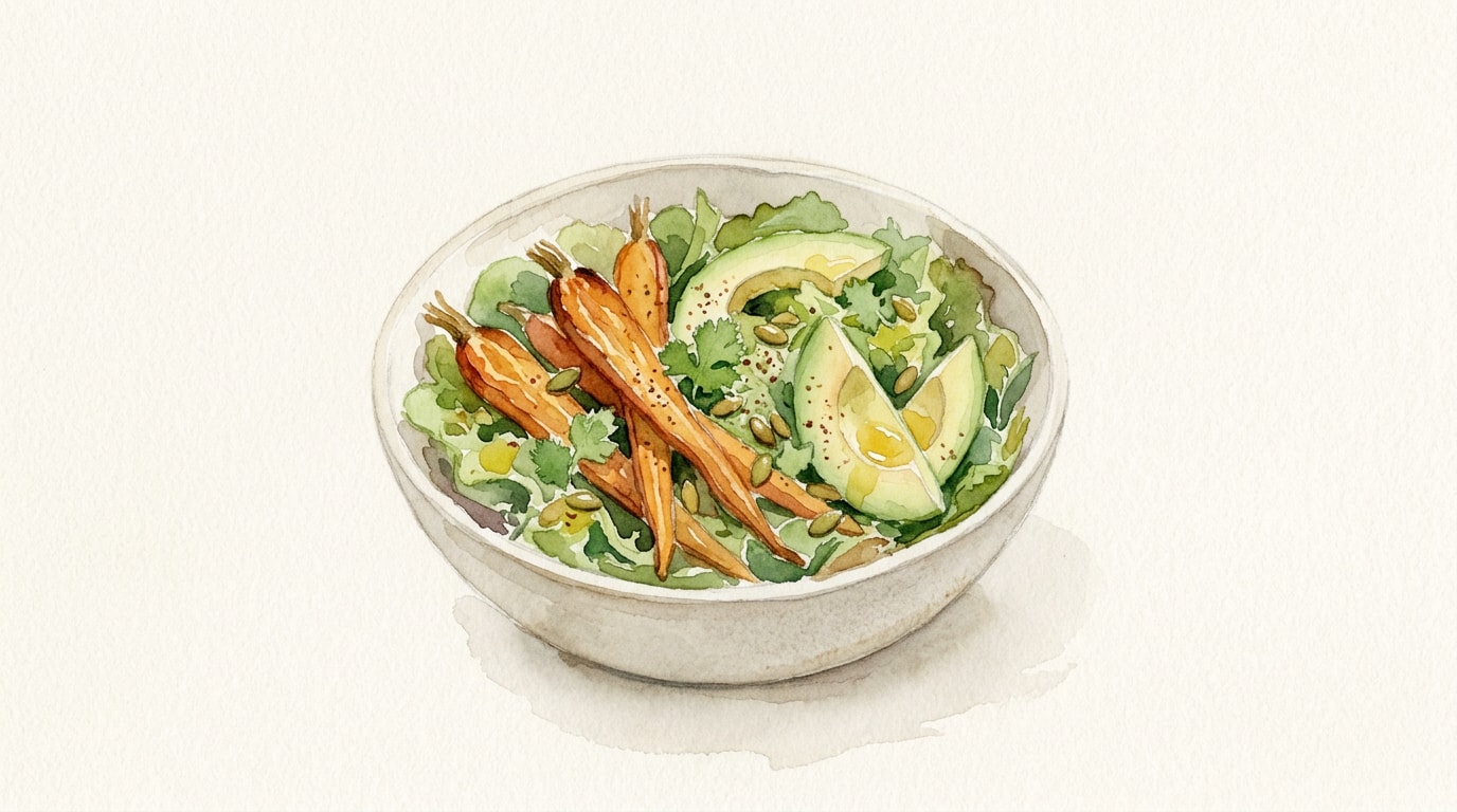 Spiced Roasted Carrot and Avocado Salad with Citrus Vinaigrette