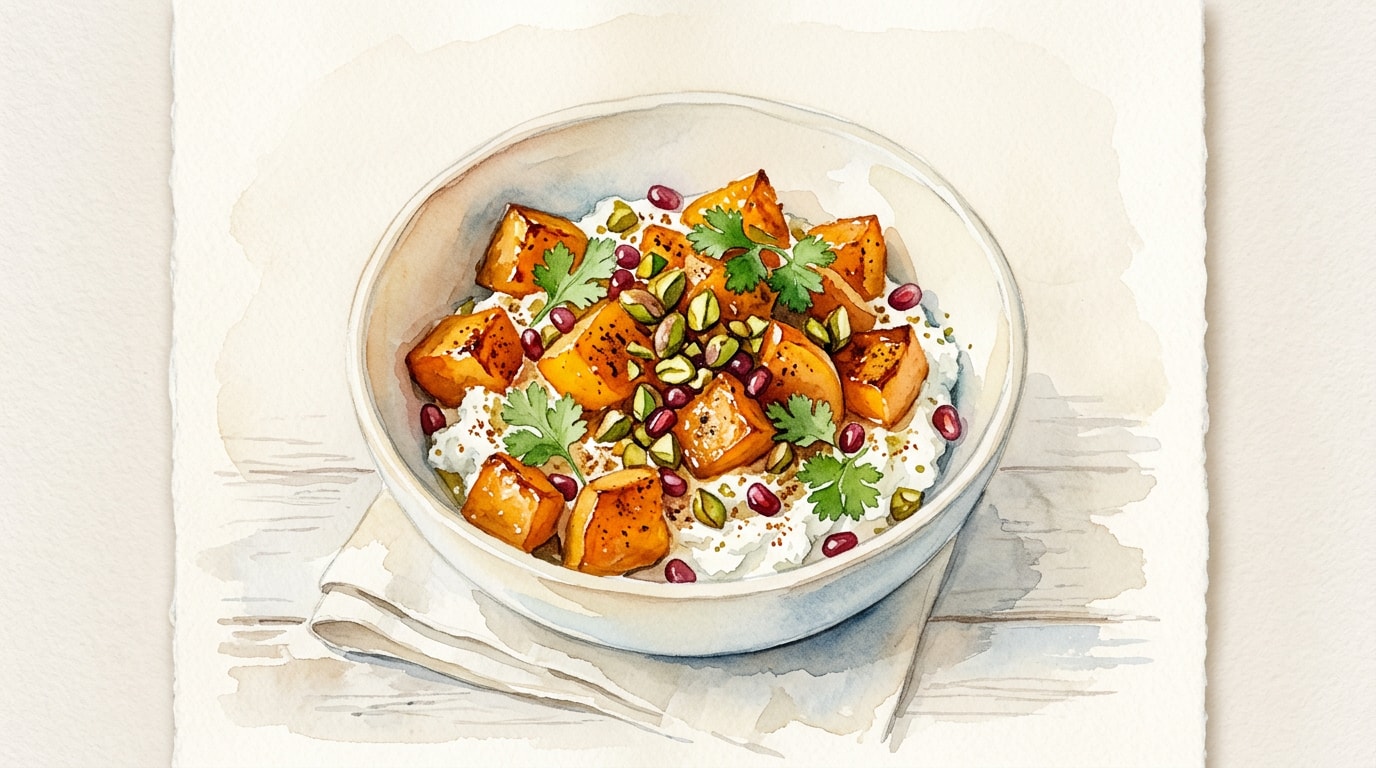 Spiced Roasted Squash with Whipped Feta and Pistachios
