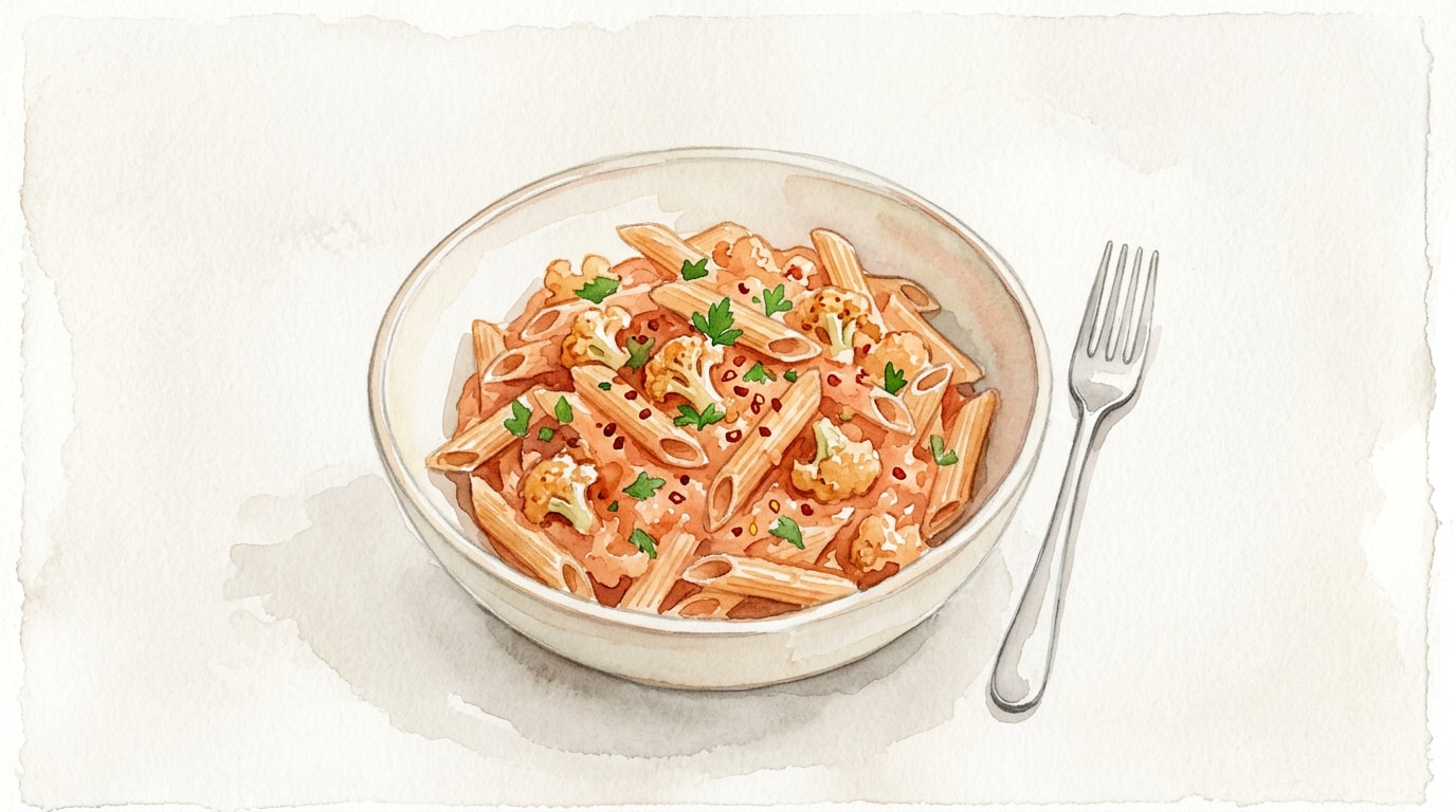 Spicy Creamy Cauliflower And Tomato Penne
