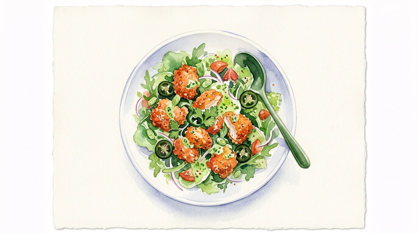 Spicy Fried Chicken Salad With Jalapeño Scallion Dressing