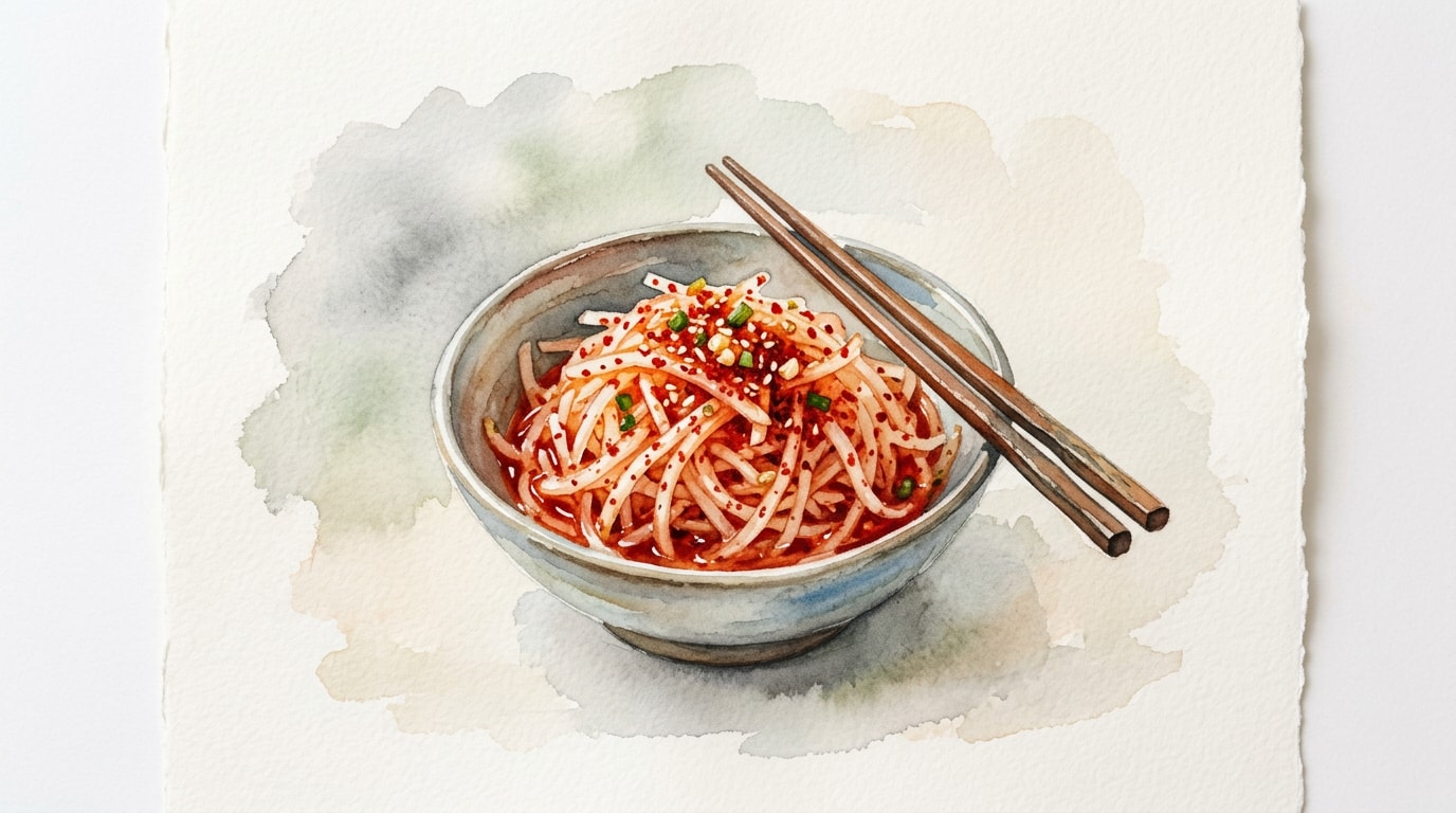 Spicy Korean Radish Salad (Musaengchae)