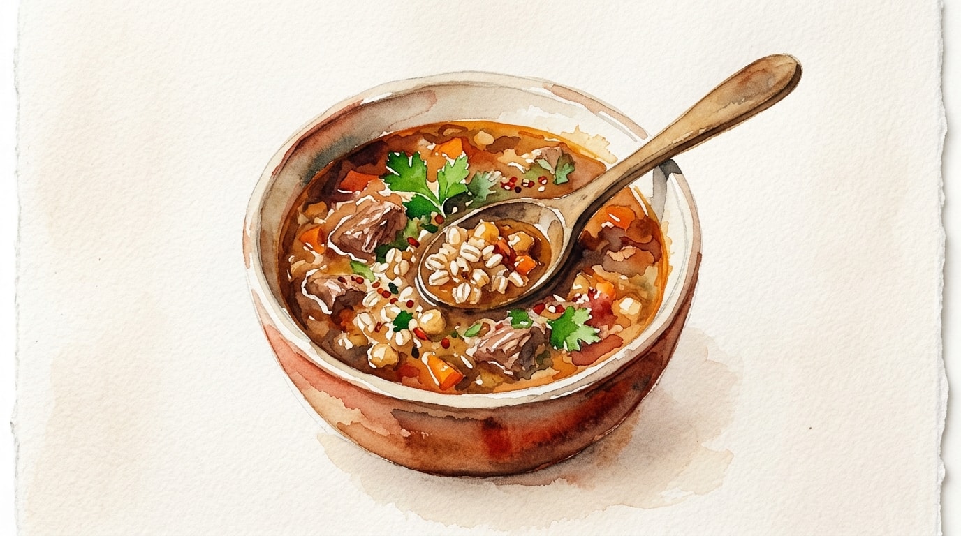 Spicy Moroccan Lamb and Barley Soup