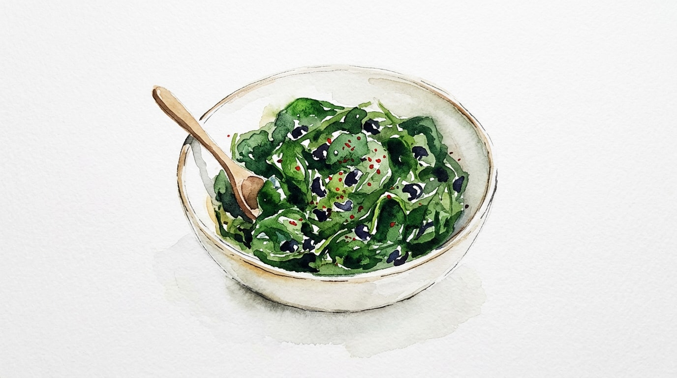 Spicy Sautéed Spinach with Black Olives