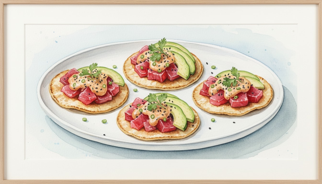 Spicy Tuna and Avocado Tostadas