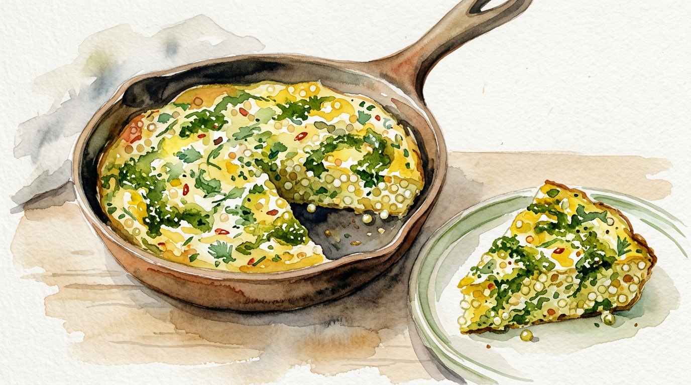 Spicy Zhoug and Israeli Couscous Frittata