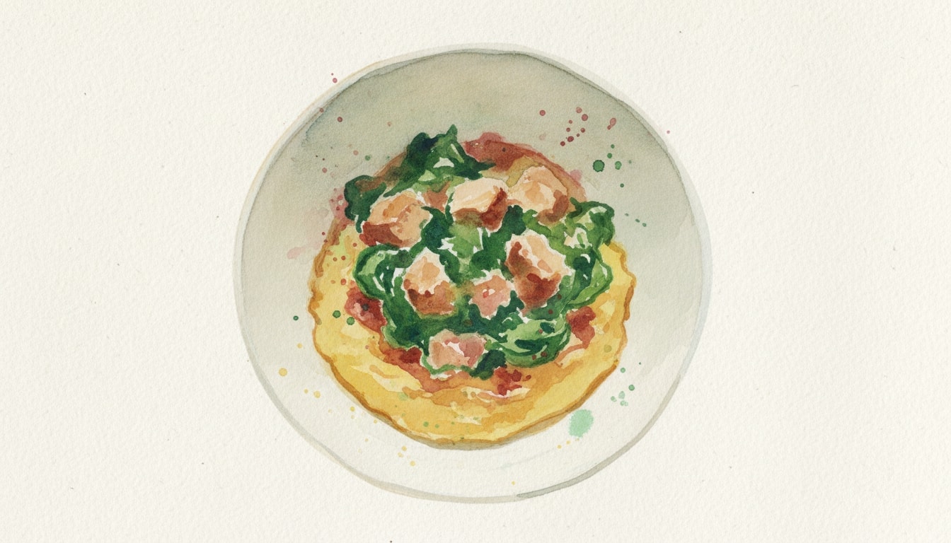 Spinach and Chicken Ragout Over Polenta