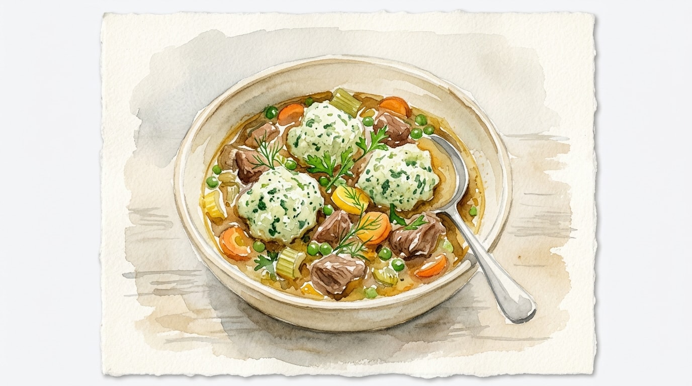 Spring Lamb Stew with Ricotta Spinach Dumplings