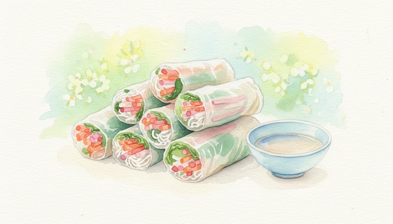 Spring Rolls With Carrots, Turnips, and Rice Noodles
