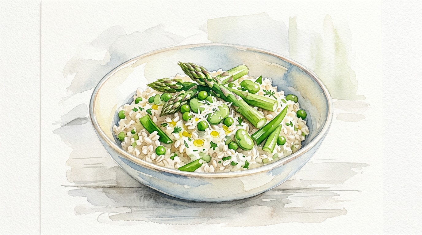 Spring Vegetable Pearl Barley Risotto