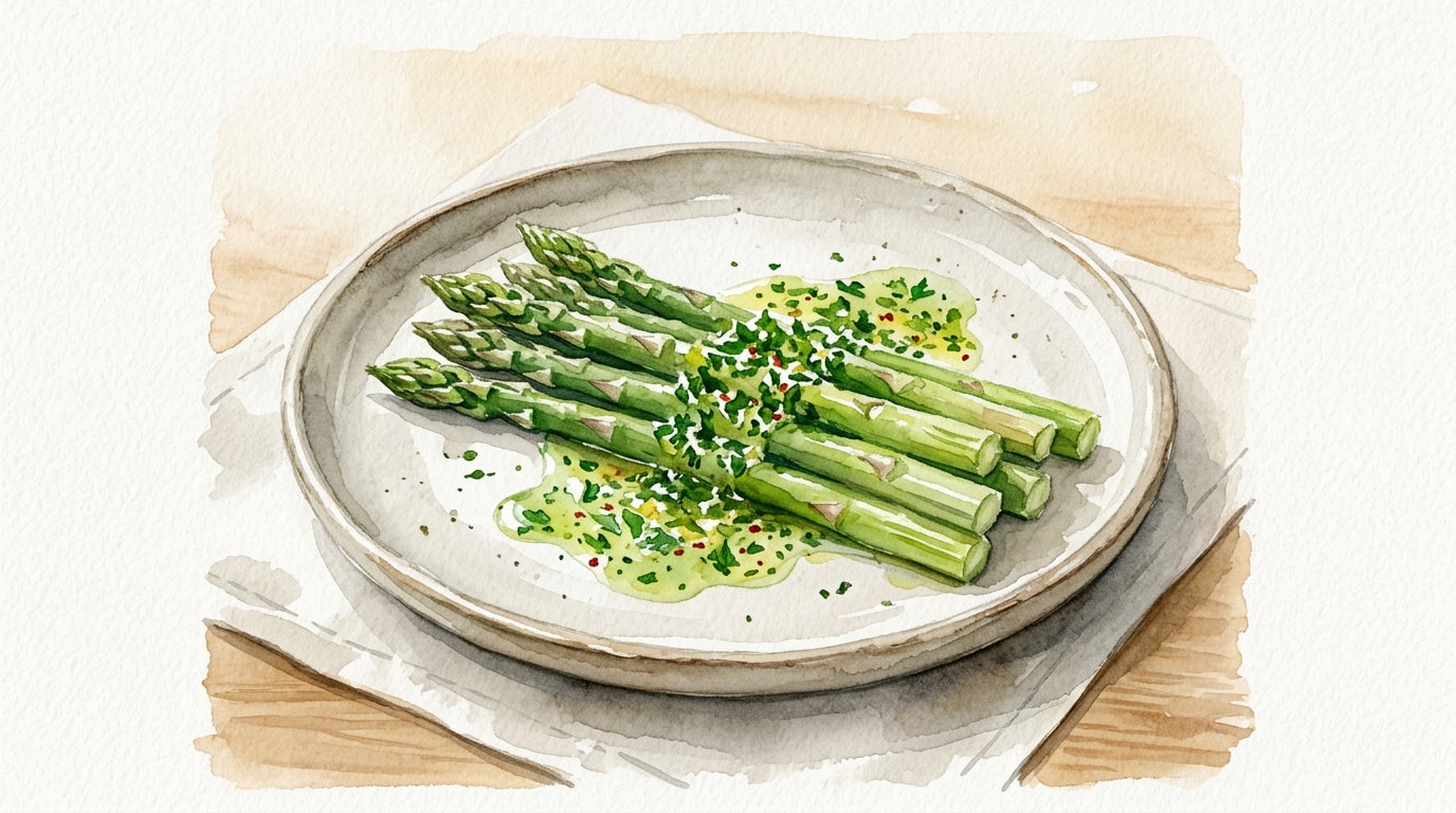 Steamed Asparagus with Vibrant Italian Herb Sauce