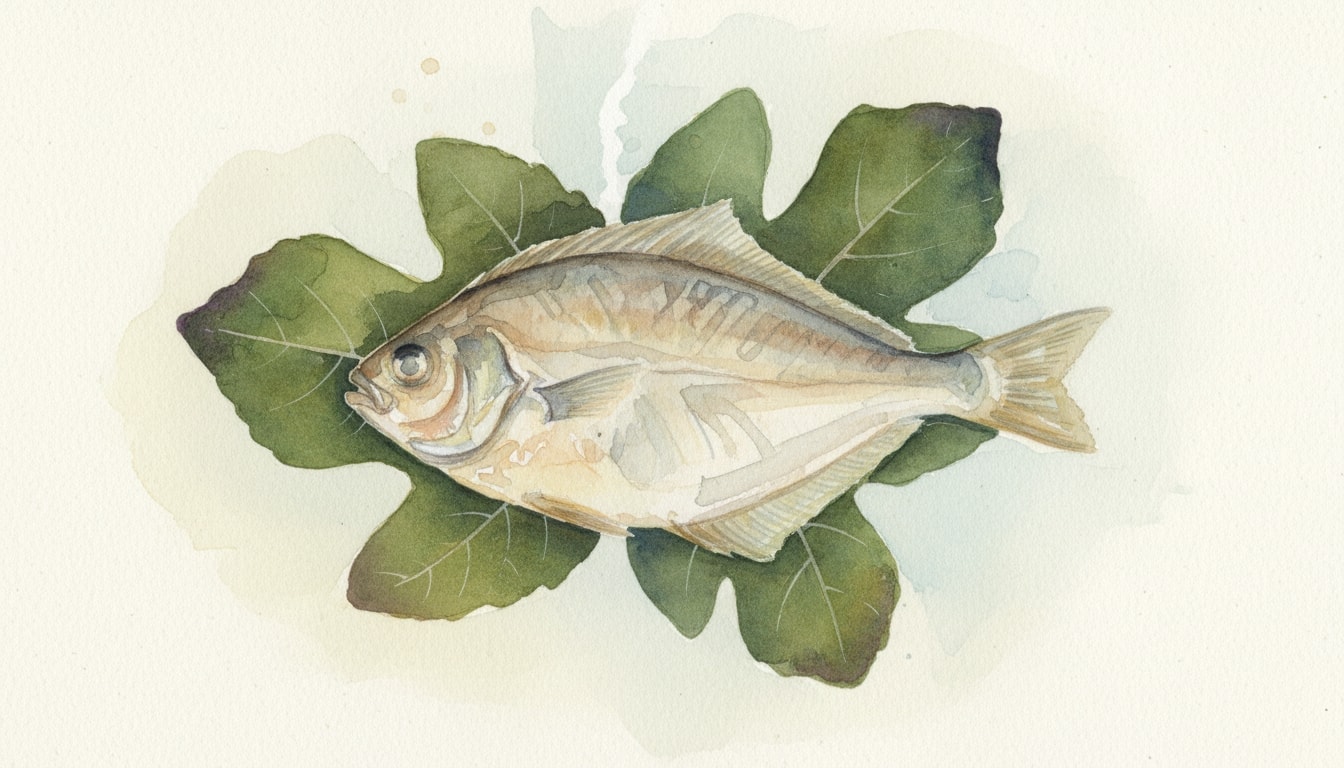 Steamed Brill in Fig Leaves
