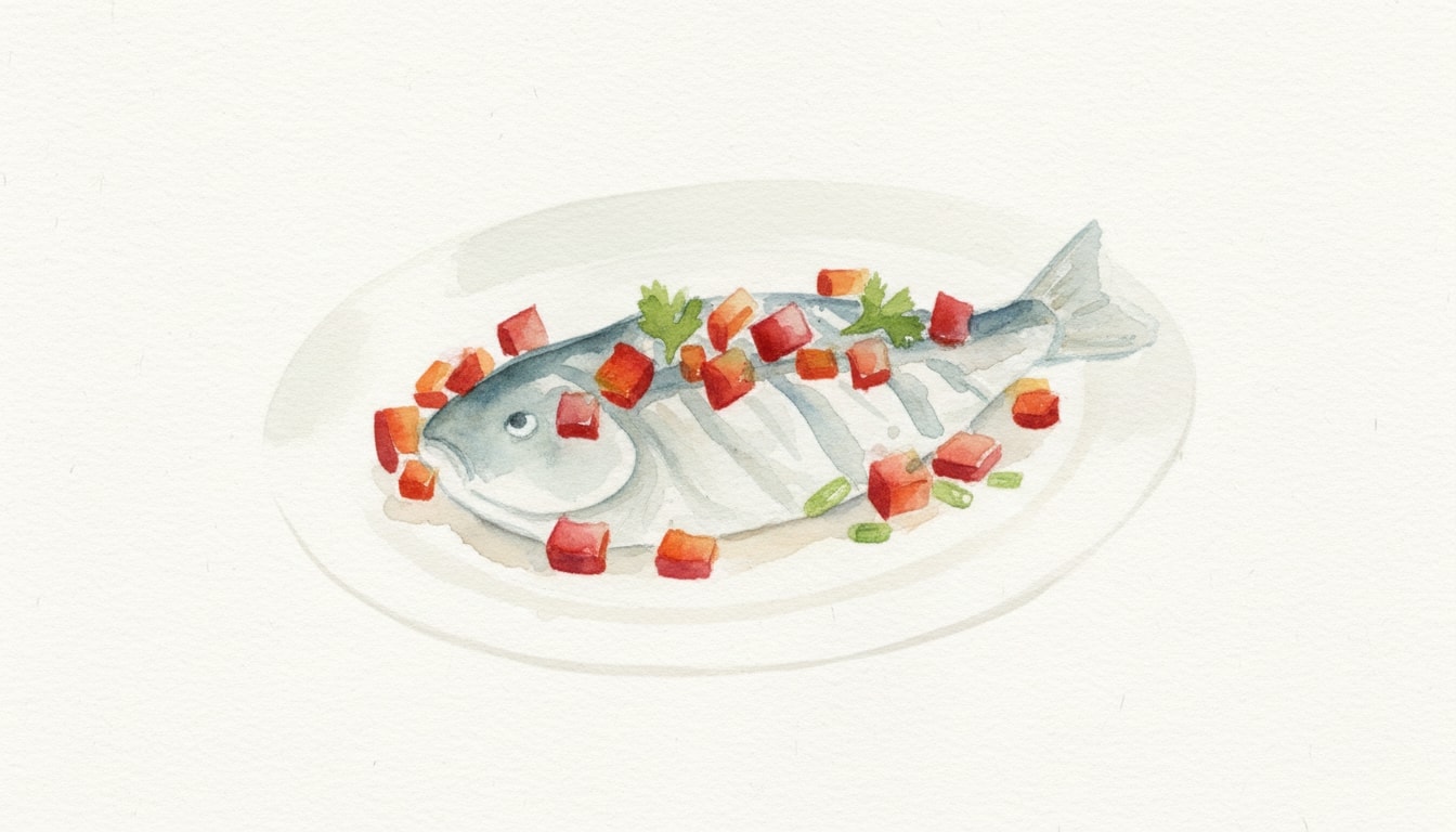 Steamed Cod and Red Pepper Salad