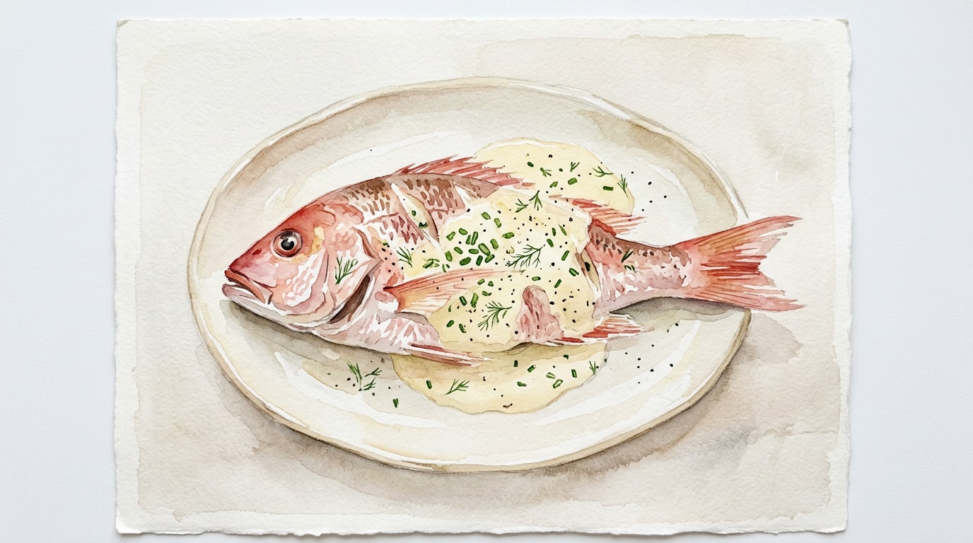 Steamed Red Snapper With Sour Cream Egg Sauce