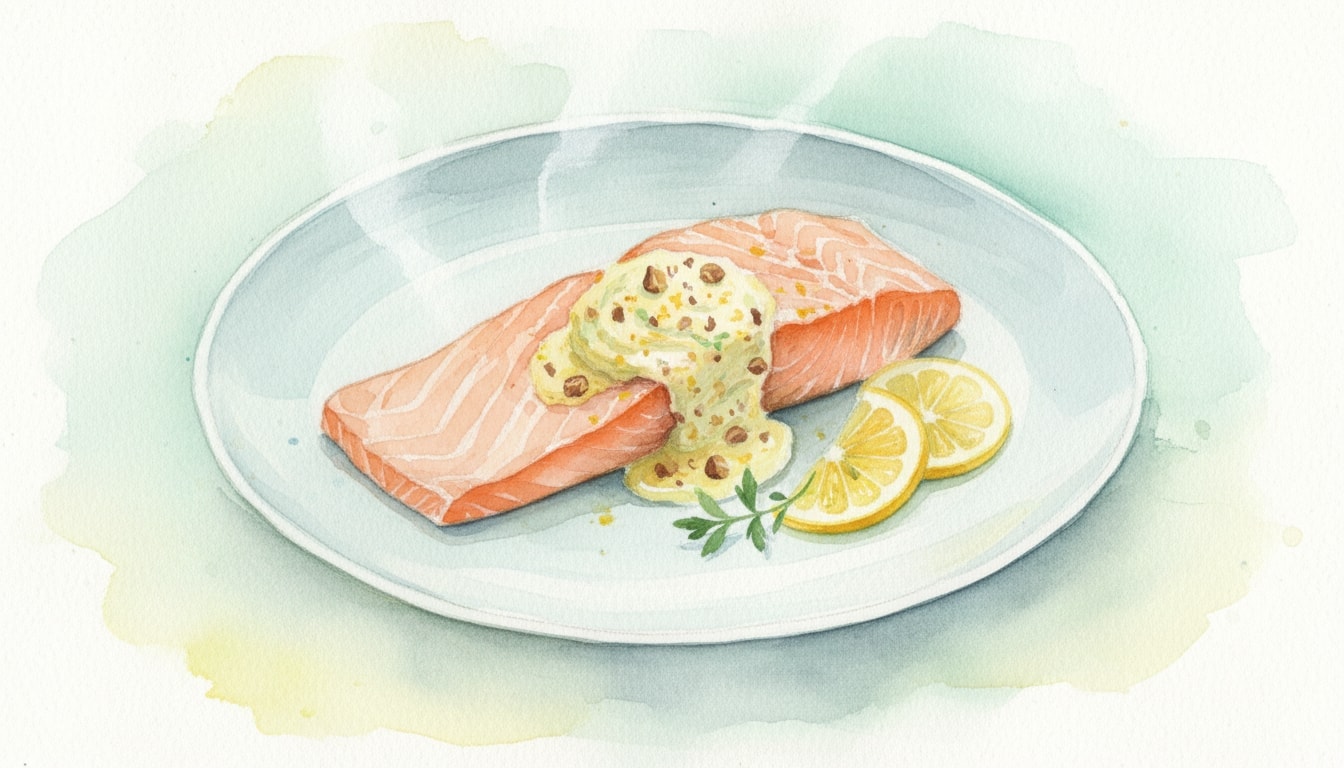Steamed Salmon with Lemon-Hazelnut Butter