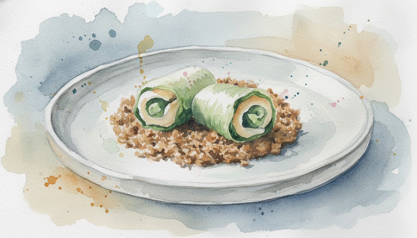 Steamed Sole Paupiettes with Spinach and Mushroom Duxelles