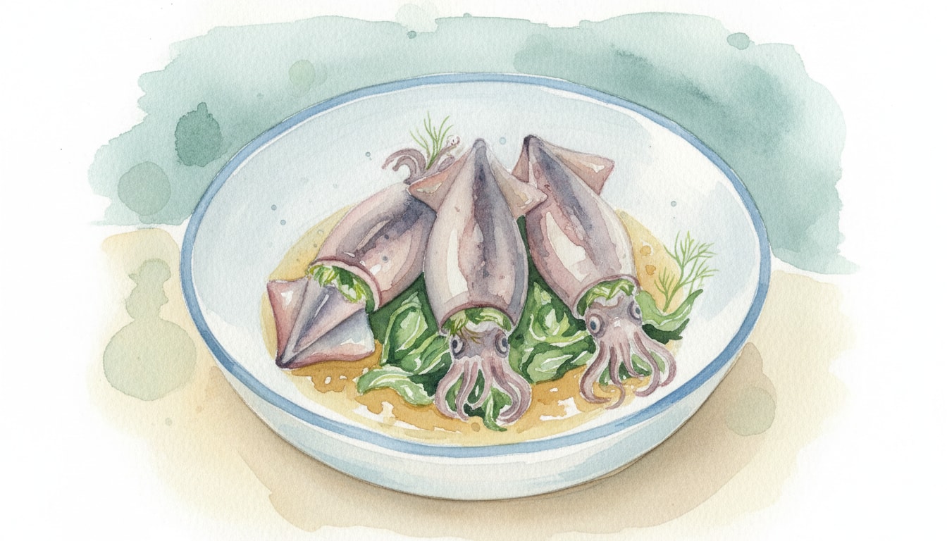 Stuffed Baby Squid with Fennel and Chard