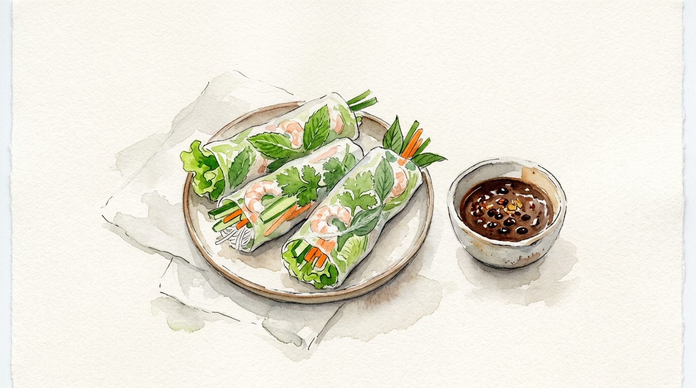 Summer Herb Rolls With Black Bean Garlic Sauce