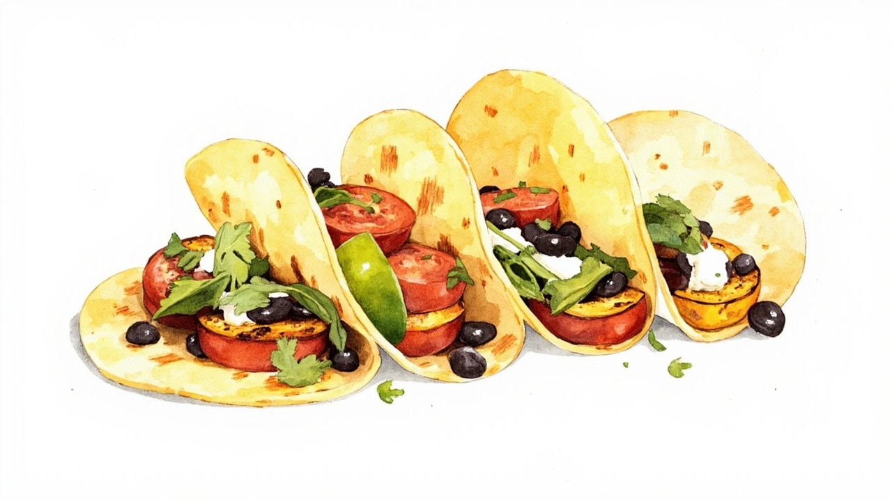 Summer Squash and Goat Cheese Tacos with Roasted Tomatoes