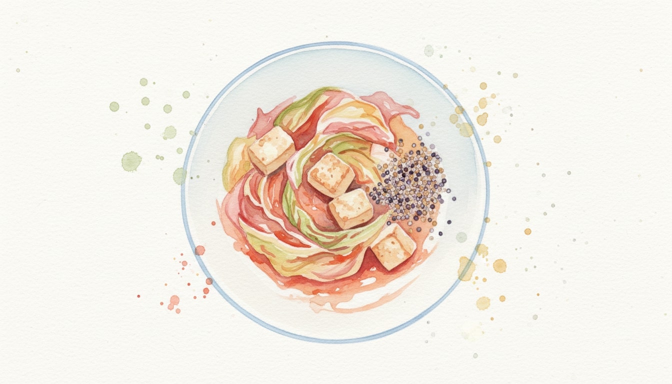 Sweet and Sour Cabbage with Tofu and Grains