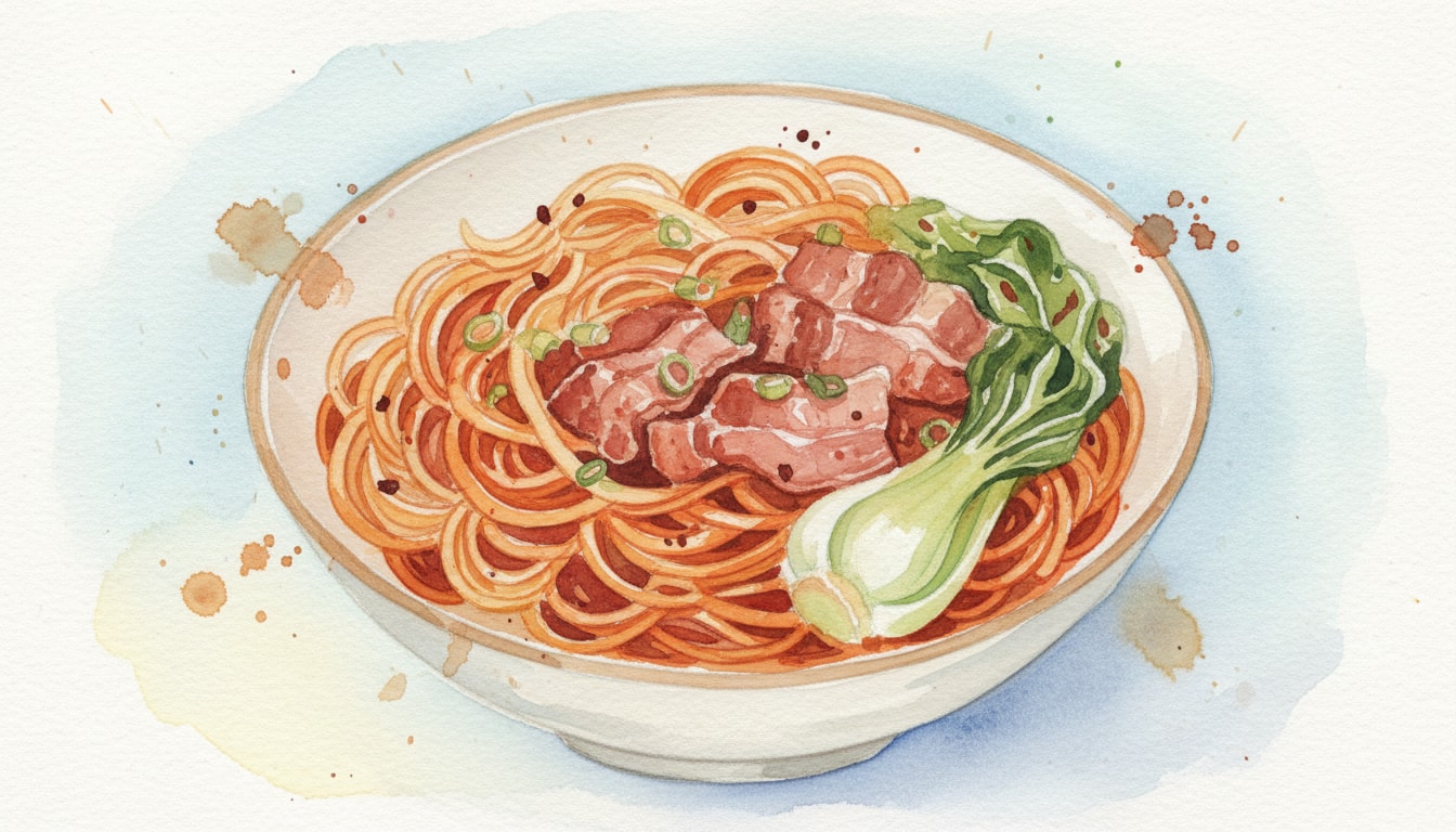 Sweet and Spicy Pork Noodle Stir-Fry