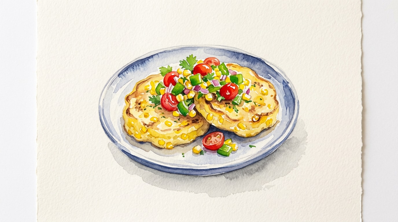 Sweet Cornmeal Cakes with Summer Vegetable Salsa