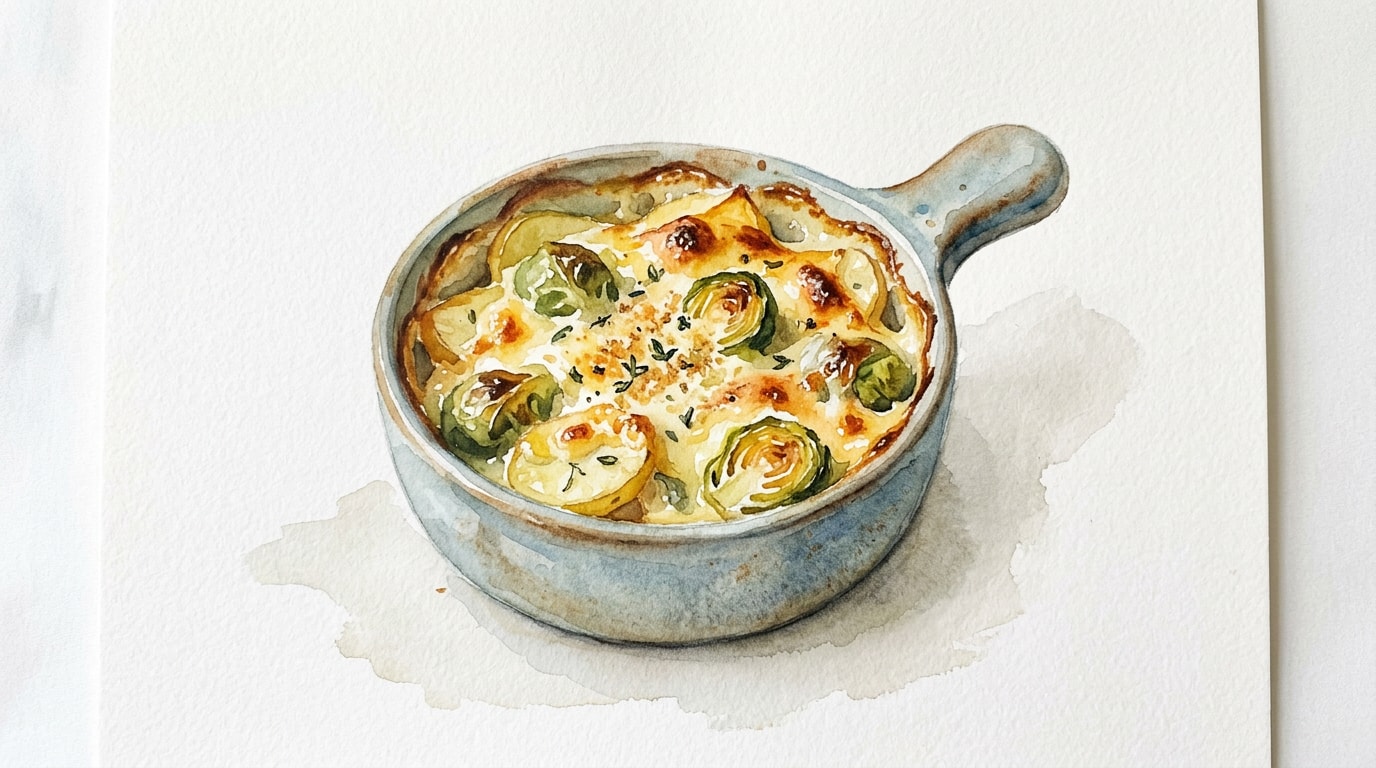 Taleggio Potato And Brussels Sprout Gratin