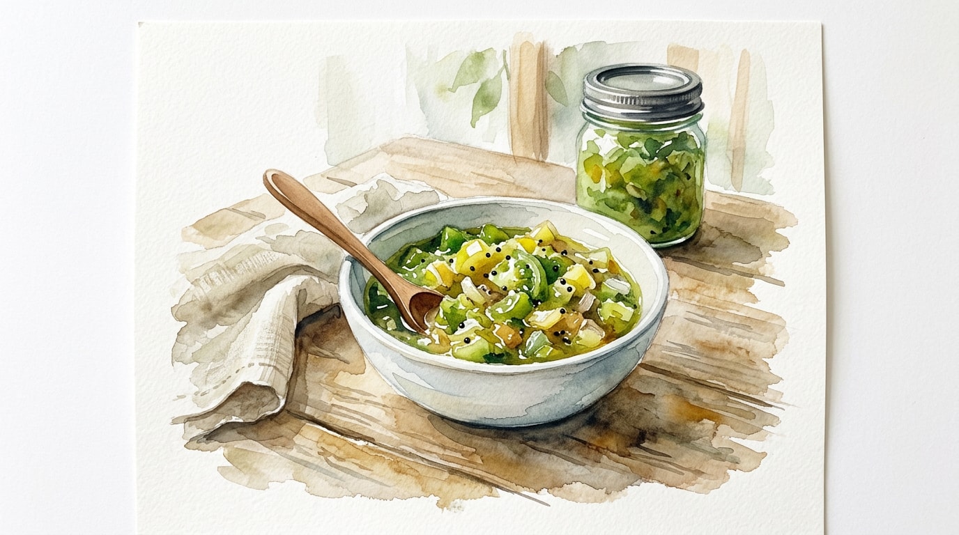 Tangy Green Tomato and Apple Relish
