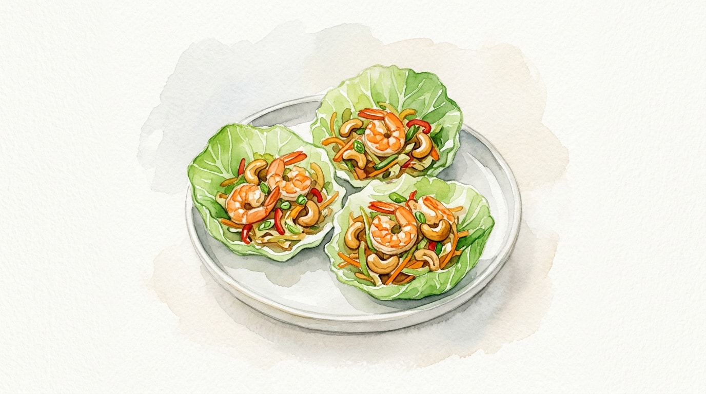 Thai Prawn And Cashew Stir-Fry Cabbage Cups