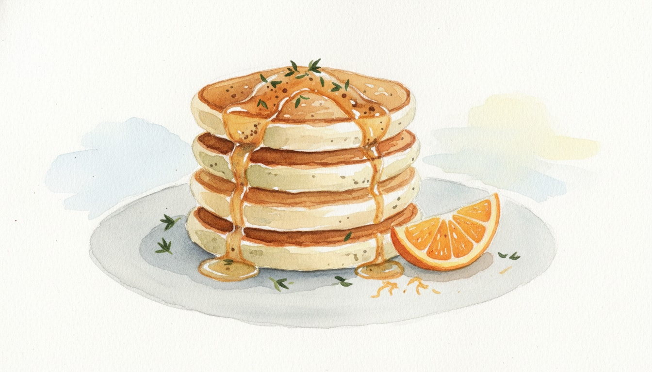 Thyme-Ricotta Pancakes with Orange-Cinnamon Glaze